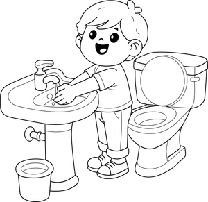 Toilet Hygiene coloring page – fun and educational printable for children