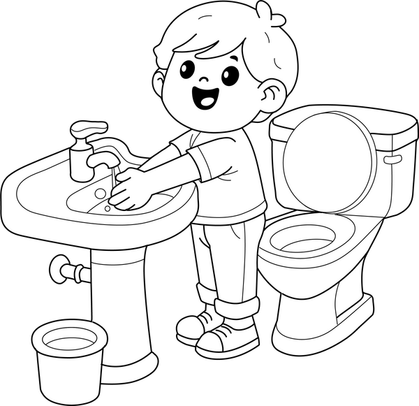 Toilet Hygiene coloring page – fun and educational printable for children