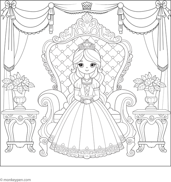 Princess Coloring Book - Instant Download