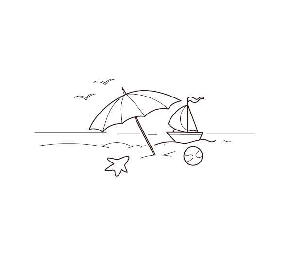 Beach Coloring Picture for Kids