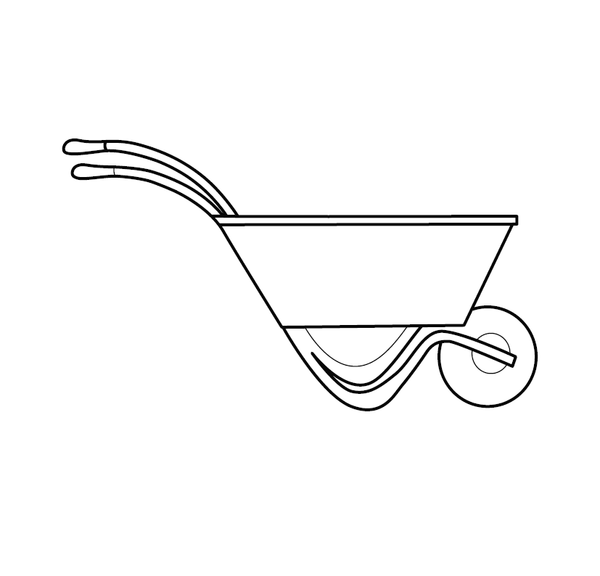 Wheel Barrow Garden Cart Coloring page – transportation-themed printable for kids