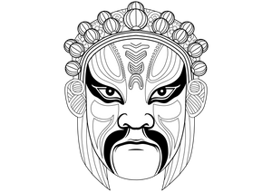 Chinese Opera Mask coloring page – fun and educational printable for children