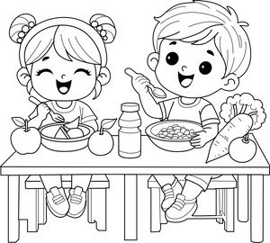 Food Hygiene coloring page – food-themed printable activity for kids