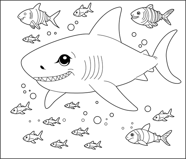Shark coloring page – fun and educational printable for children