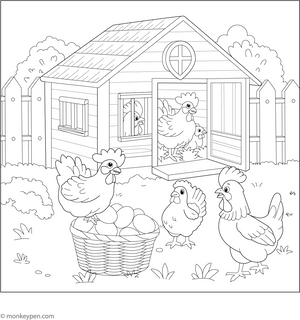 Chicken Coop Coloring Page