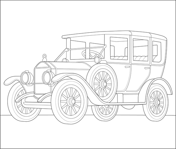 Historic Touring Car coloring page – transportation-themed printable for kids