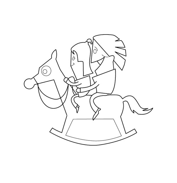 Boy and girl on horse toy Free Love Representation Coloring page – fun and educational printable for children