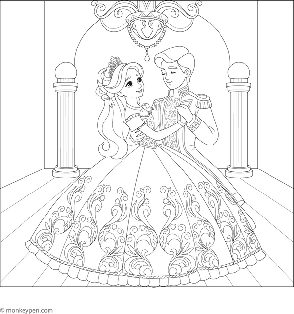 Princess Coloring Book - Instant Download