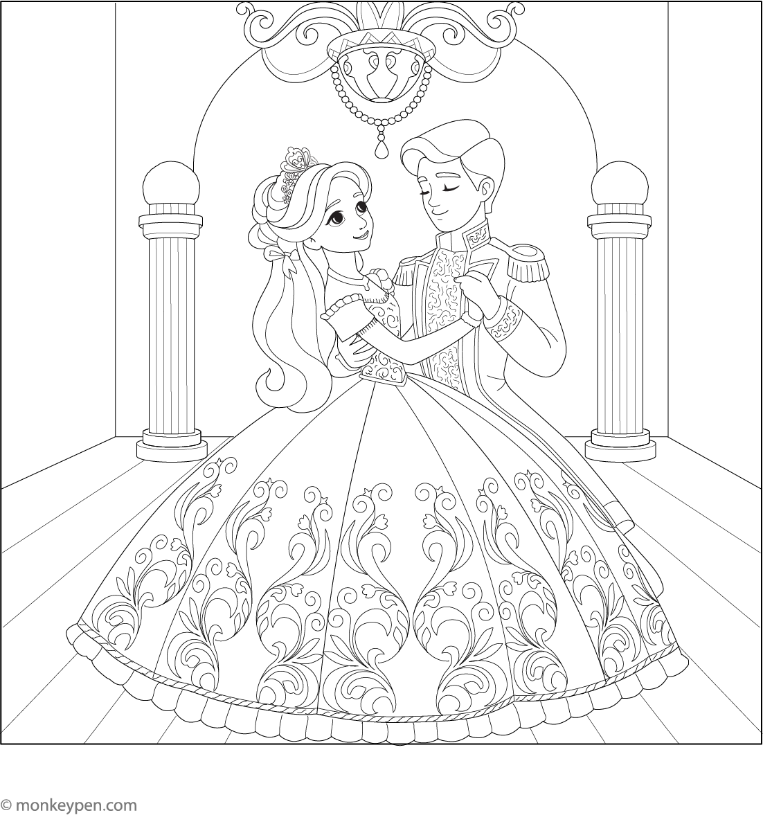 Prince And Princess Dancing Coloring Page