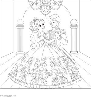 Prince and Princess Dancing Coloring Page