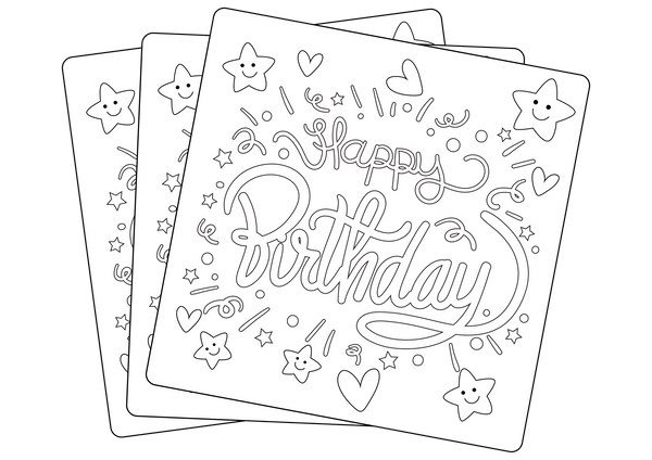 Birthday Card coloring page – transportation-themed printable for kids