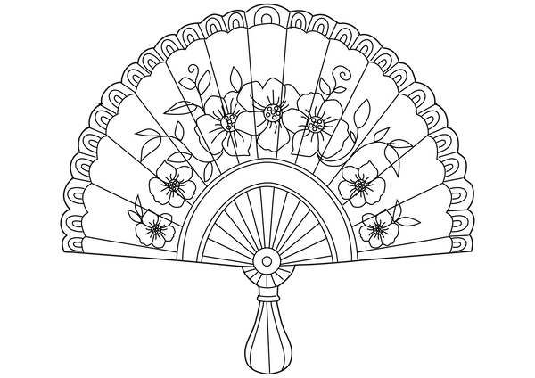 Chinese Hand Fan coloring page – fun and educational printable for children