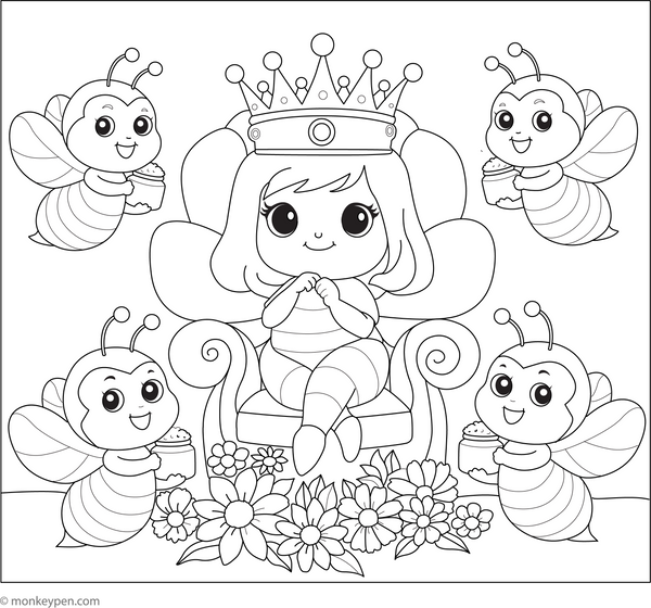 Free Printable Bees Coloring Book