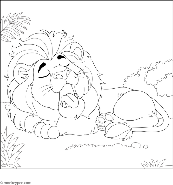 Resting Lion Coloring Page