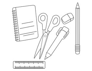 School Supplies coloring page – educational printable for children