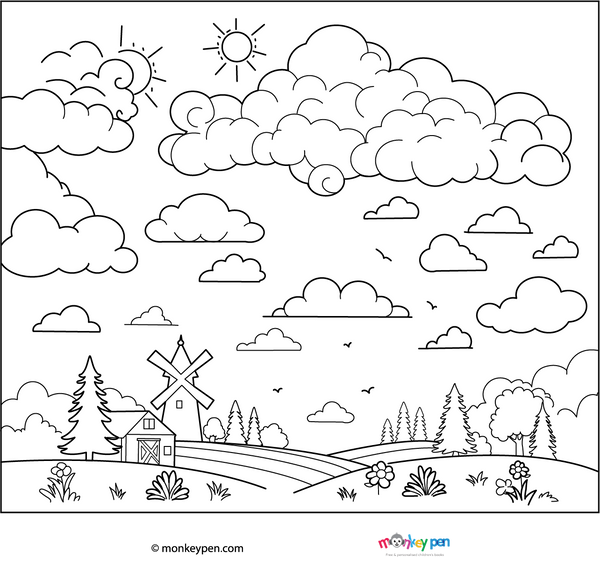 Cloudy Sky Coloring Page
