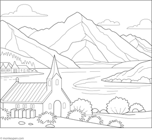 Lake Tekapo Coloring Page – fun and educational printable for children