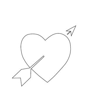 Heart and Arrow Coloring Page