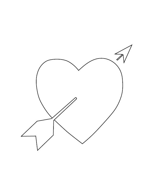 Heart and Arrow Coloring Page