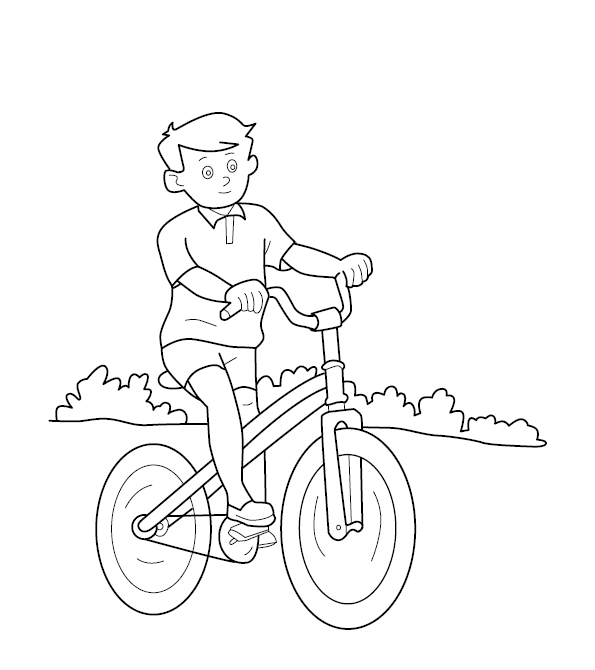 Boy Riding Cycle Coloring Page – fun and educational printable for children