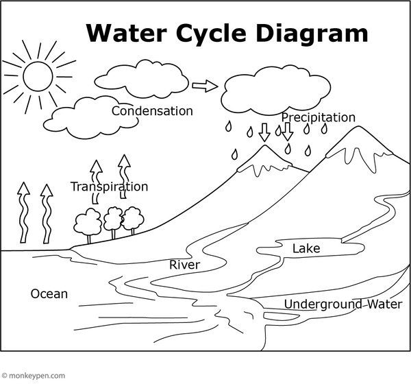 Water Cycle Coloring Page | Free Coloring Pages for Children