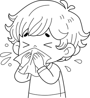 Cover Face While Coughing Sneezing coloring page – fun and educational printable for children