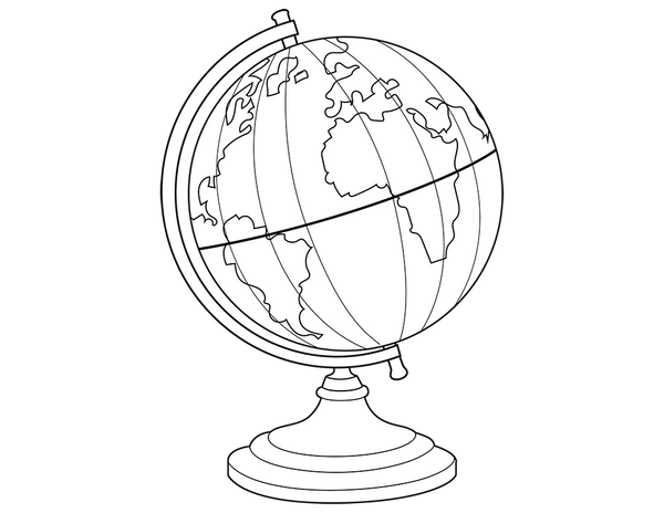 Globe coloring page – fun and educational printable for children