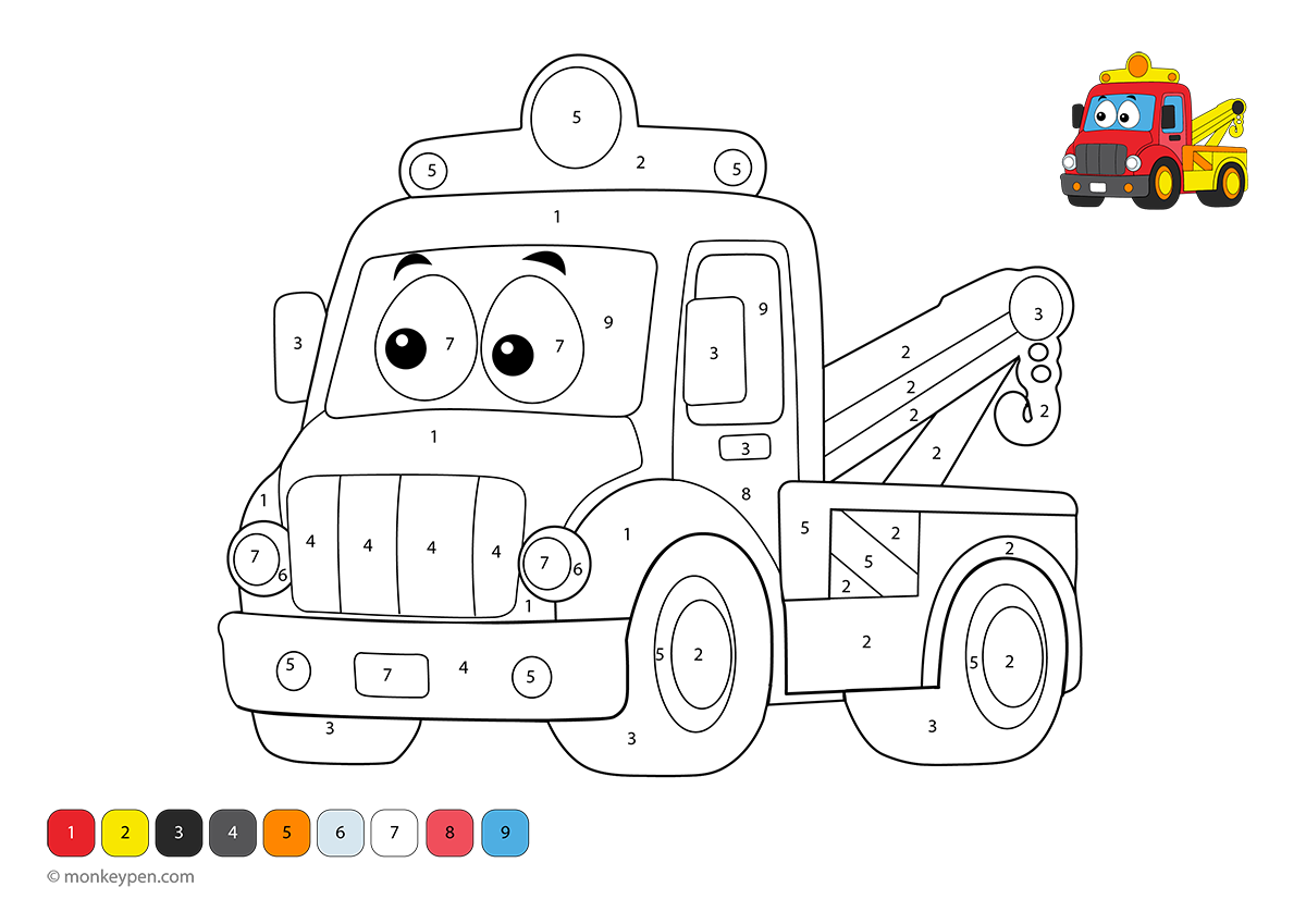 Truck Color by Number Sheet – Free Colouring Pages for Fun