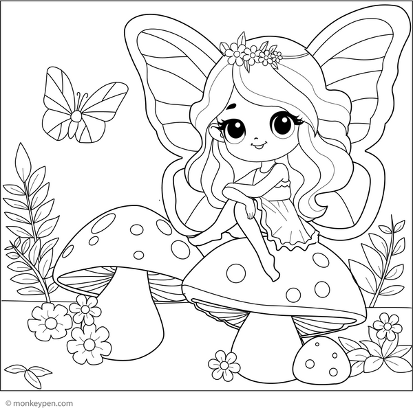 Butterfly and Fairy Coloring Page – fun and educational printable for children