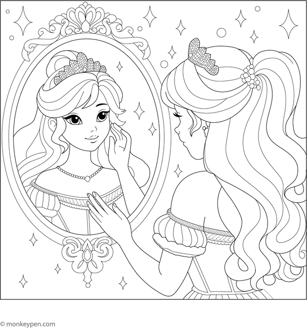 Princess Coloring Book - Instant Download