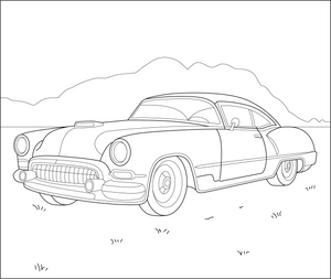 Classic Muscle Car coloring page – transportation-themed printable for kids