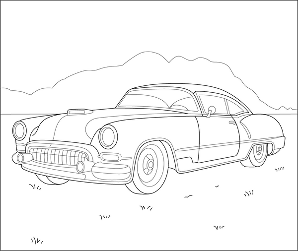 Classic Muscle Car coloring page – transportation-themed printable for kids