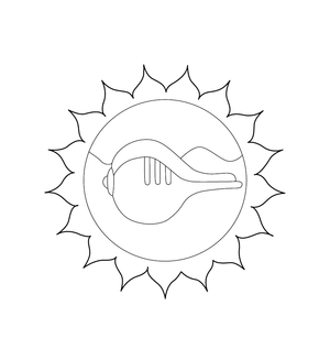 Shankh image inside a flower shape Coloring Page– fun and educational printable for children