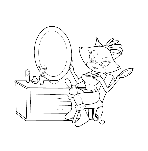 Cute Cat Coloring Image