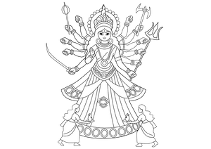 Durga Pooja coloring page – fun and educational printable for children