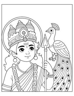 Lord Murugan coloring page – fun and educational printable for children