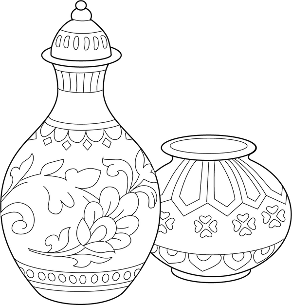 Rajasthan Blue Pottery Coloring Page | Free Coloring Pages