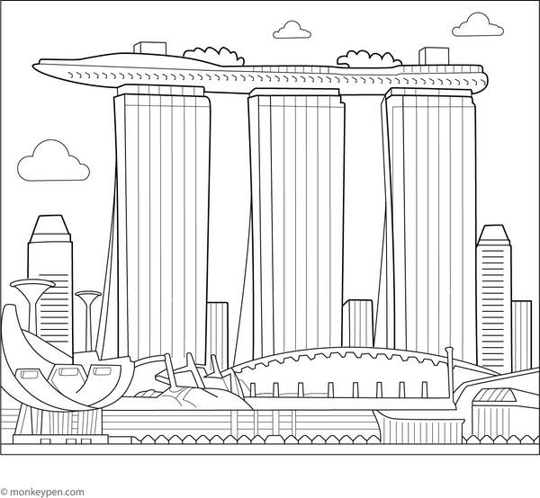 Marina Bay Sands Coloring Page | Free Coloring Pages