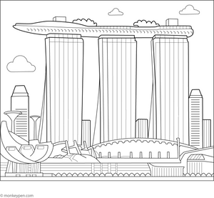 Marina Bay Sands Coloring Page – fun and educational printable for children