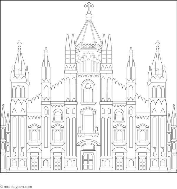 Cathedral Coloring Page