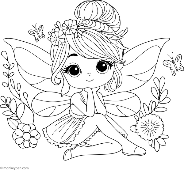 Cute Fairy Coloring Page – fun and educational printable for children