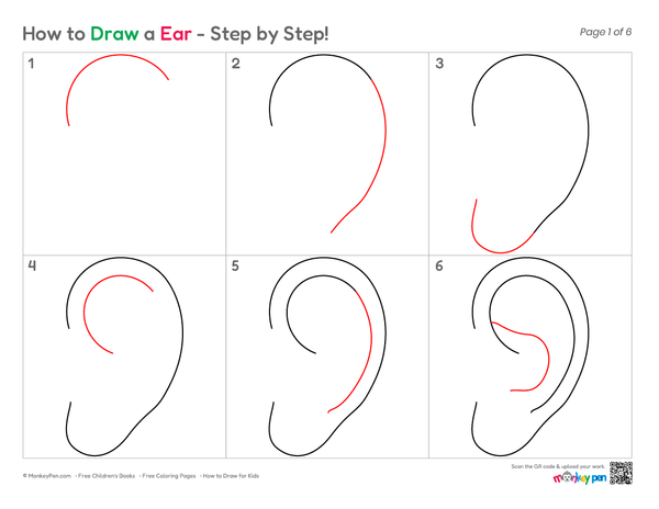 Cute ear drawing for young artists.
