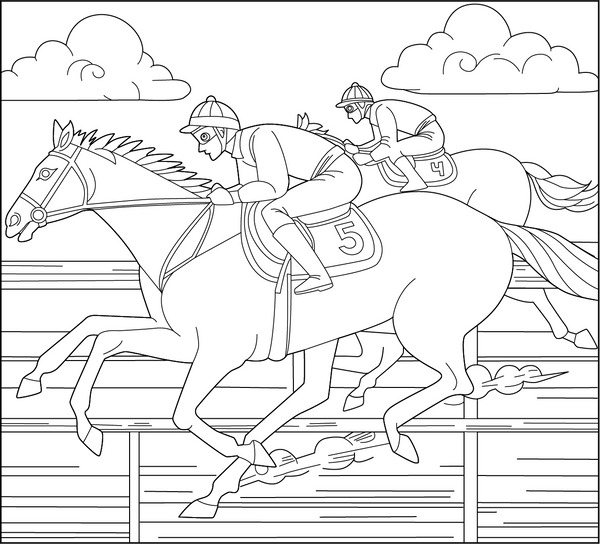 Horse Races coloring page – fun and educational printable for children
