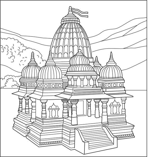 Rajasthan Jain Temple Coloring Page | Free Coloring Pages