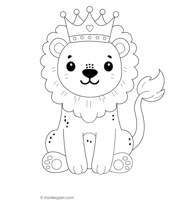 Crowned Lion Coloring Page