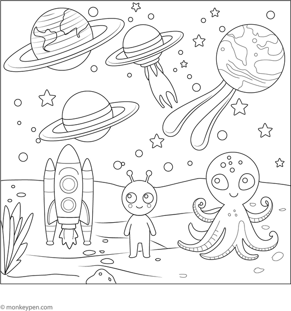 Alien World Coloring Page
