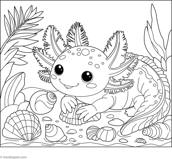 Free Printable Axolotls Coloring Book
