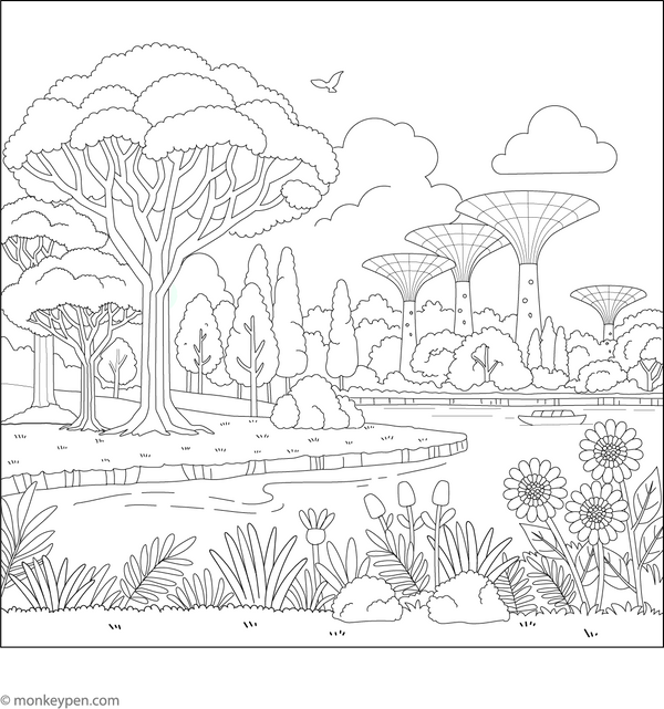 Singapore Botanic Gardens Coloring Page | Free Coloring Pages
