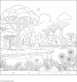 Singapore Botanic Gardens Coloring Page
