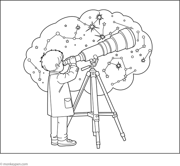 Young Astronomer Coloring Page